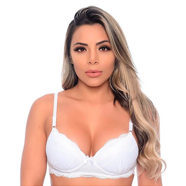 Sutiã Em Renda Com Bojo Bolha Patitex - Branco - P