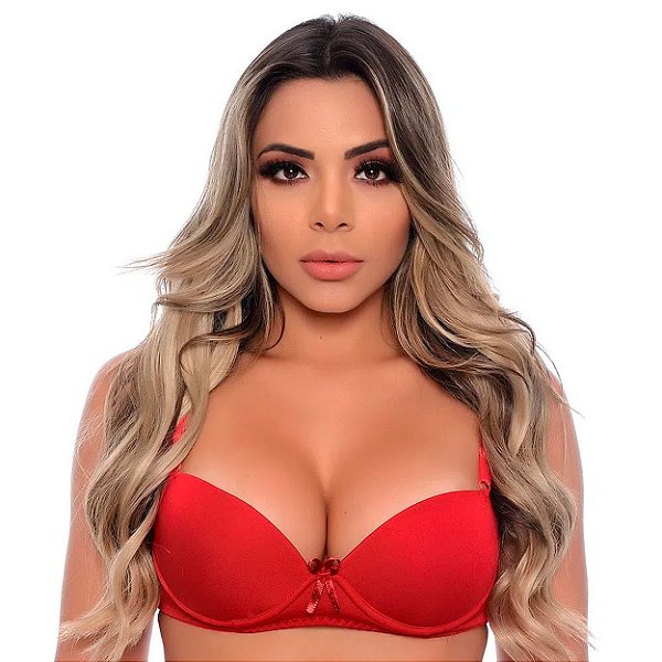Sutiã Basico Com Bojo Liso Patitex - Vermelho - G