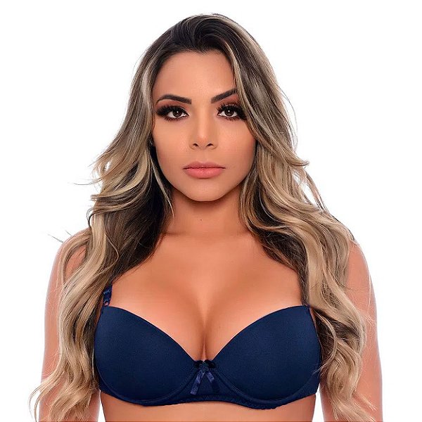 Sutiã Basico Com Bojo Liso Patitex - Azul Marinho - GG