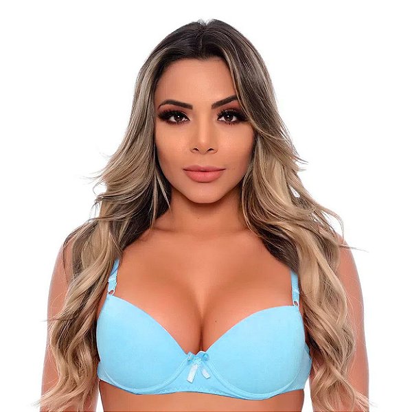 Sutiã Basico Com Bojo Liso Patitex - Azul Claro - GG