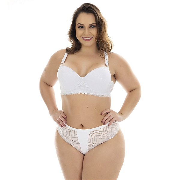 Conjunto Sensual Solange Plus Size Patitex - Branco - 50