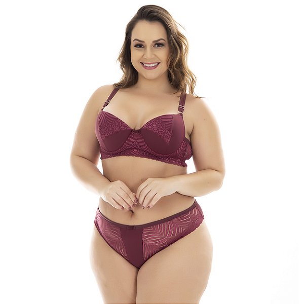 Conjunto Sensual Solange Plus Size Patitex - Vinho - 50