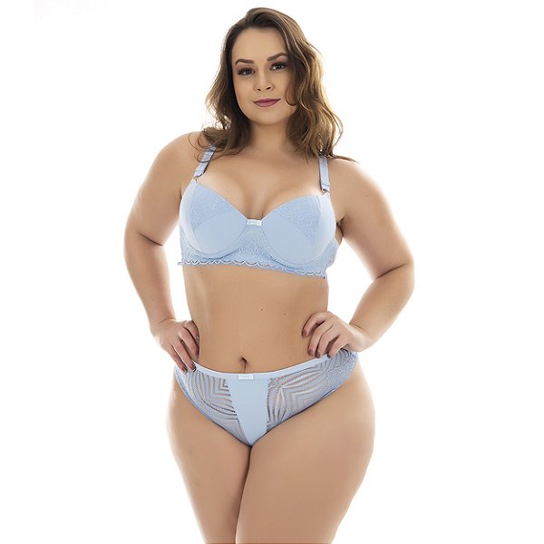 Conjunto Sensual Solange Plus Size Patitex - Azul Claro - 48