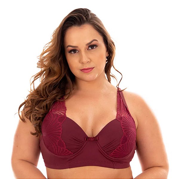 Sutiã Plus Size Reforçado Carla Patitex - Vinho - 50