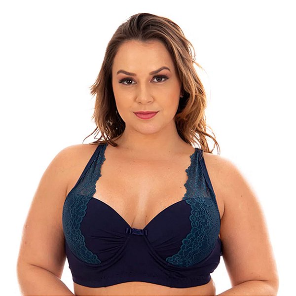 Sutiã Plus Size Reforçado Carla Patitex - Azul Marinho - 48
