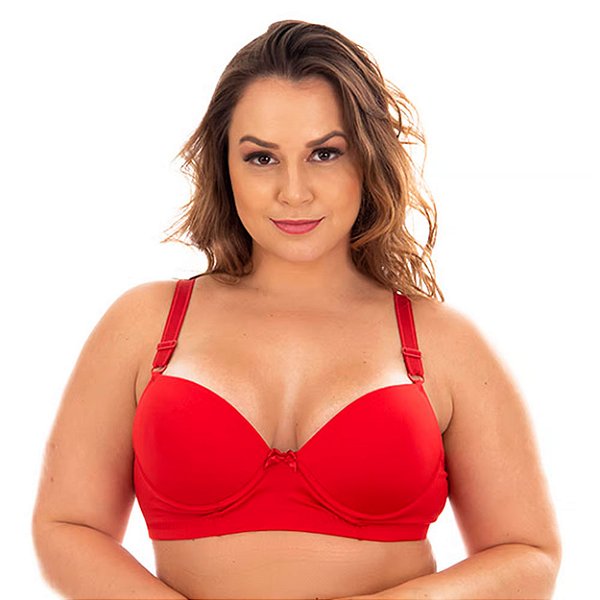 Sutiã Liso Plus Size Reforçado Patitex - Vermelho - 48