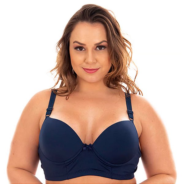Sutiã Liso Plus Size Reforçado Patitex - Azul Marinho - 50