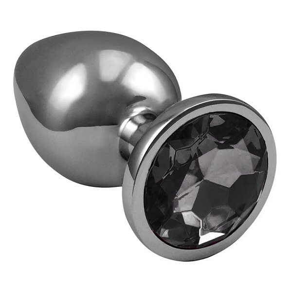 Plug Anal Grande De Aço Inoxidável Cônico Com Cristal Arredondado Lf Import - Preto