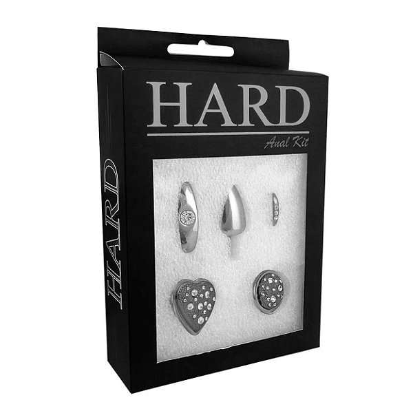 Kit Luxo Plug Anal Pequeno Com 4 Bases Diferentes Hard - Cromado