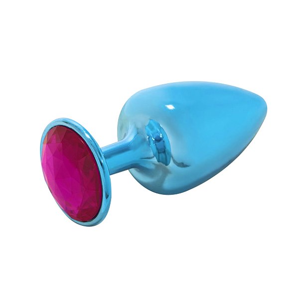 Plug M Em Metal Com Pedra Hard - Azul