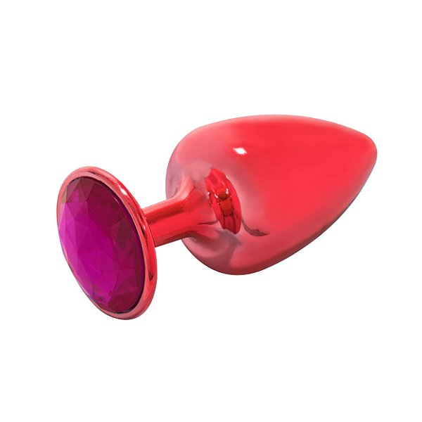 Plug M Em Metal Com Pedra Hard - Vermelho