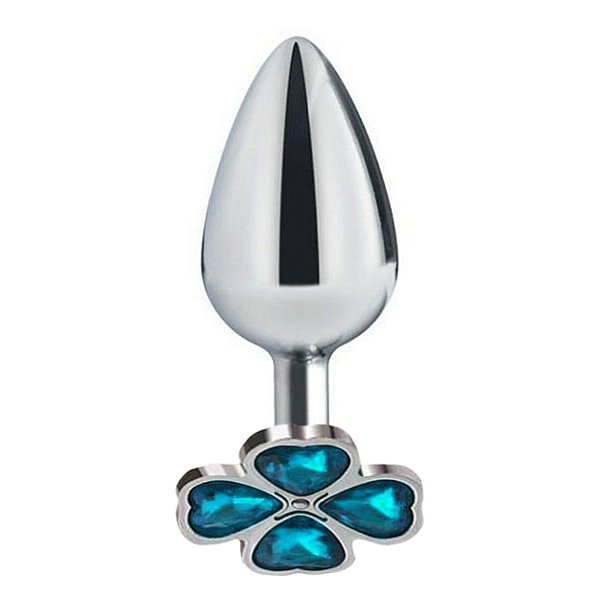 Plug Anal De Aço - Trevo - Tamanho P Sexy Import - Azul Claro