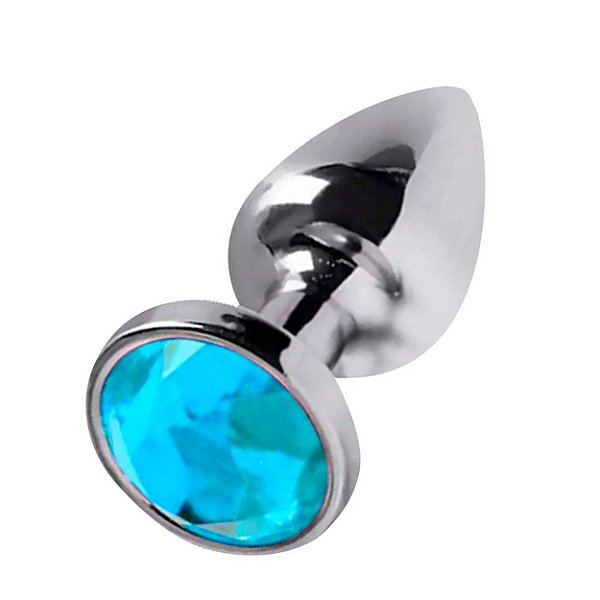 Plug Anal Prata Com Joia Diversão Ao Cubo - Azul