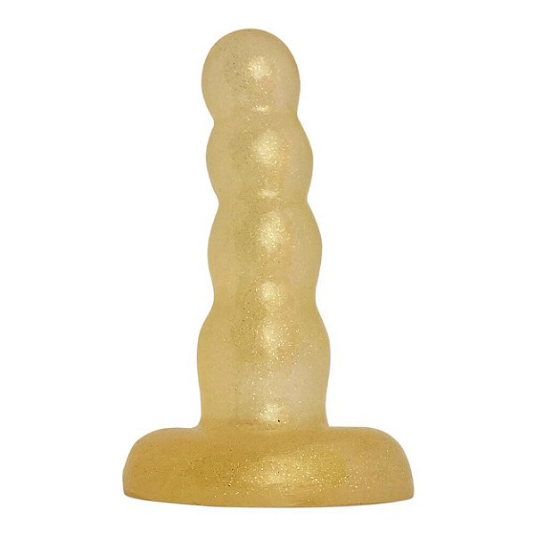 Plug Com Vibro Glitter 12,5x3,3cm Ouro Premium K Gel - Dourado