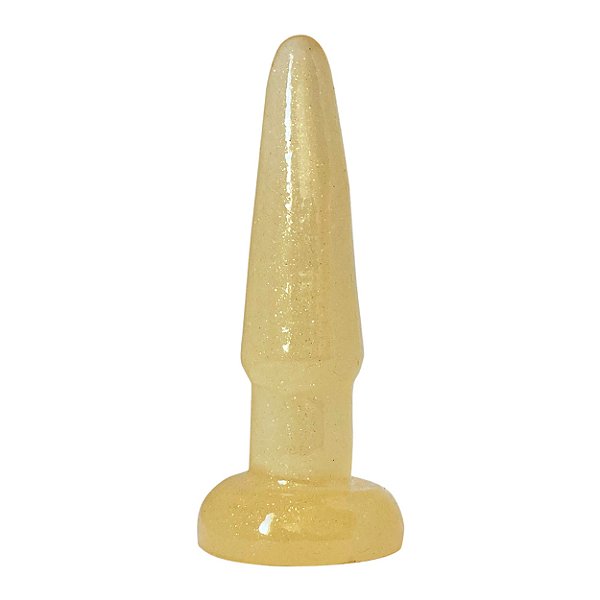 Plug Anal Com Glitter 11x2,5cm Linha Ouro Premium Kgel - Dourado