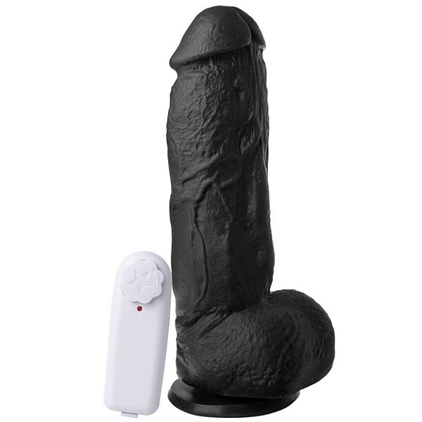 Pênis Com Vibrador E Ventosa 22 X 5 Cm Soulsex - Preto