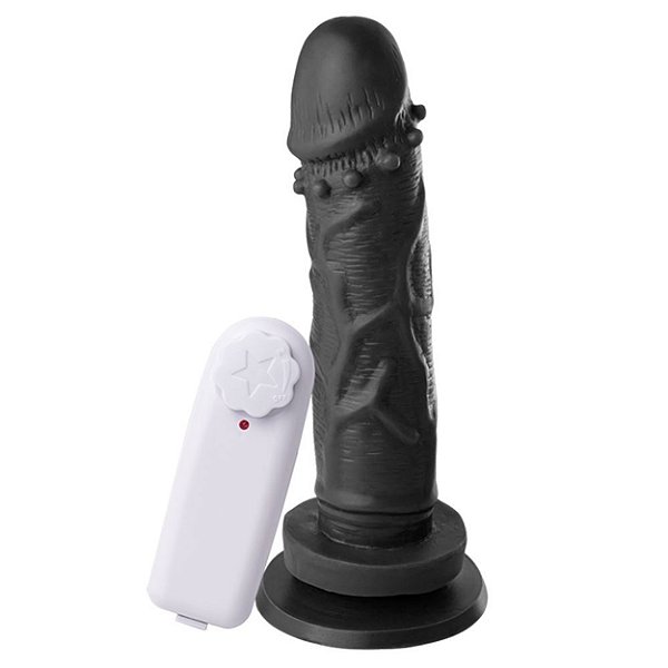 Pênis Com Vibrador E Ventosa 17 X 3,8 Cm Soulsex - Preto