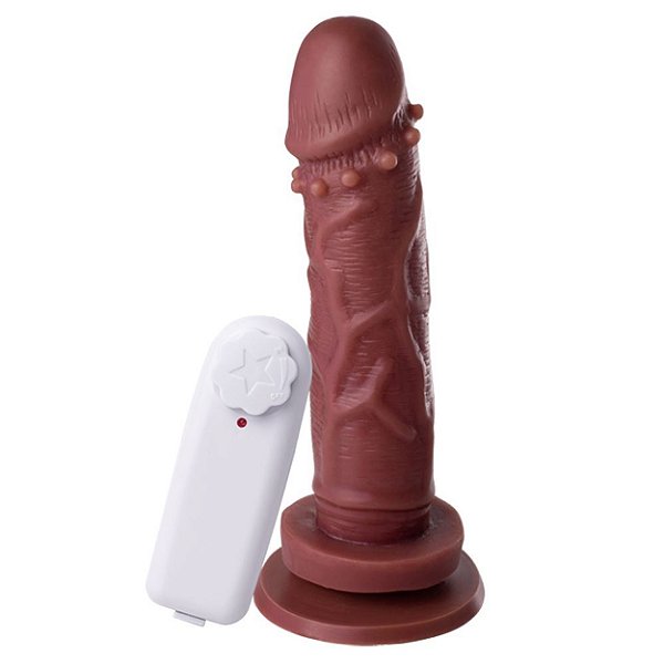 Pênis Com Vibrador E Ventosa 17 X 3,8 Cm Soulsex - Chocolate