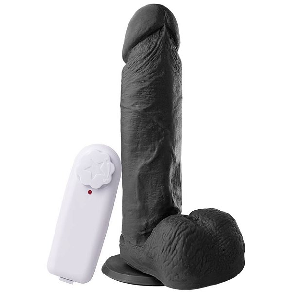 Pênis Com Vibrador E Ventosa 19 X 4,4 Cm Soulsex - Preto