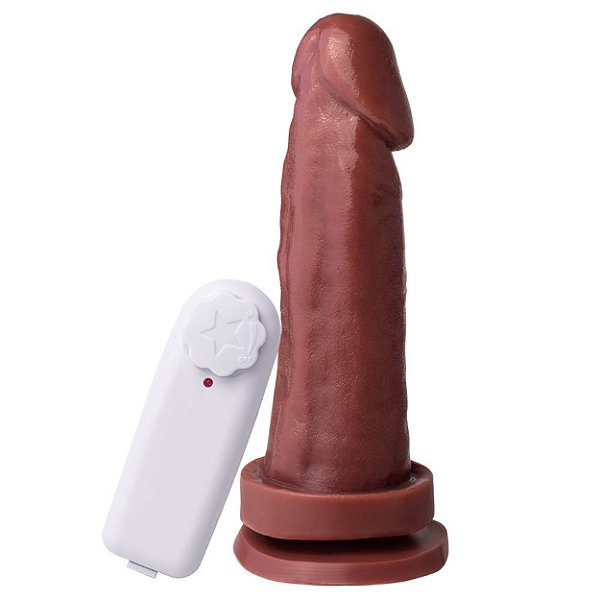 Pênis Com Vibrador E Ventosa 17 X 4,5 Cm Soulsex - Chocolate