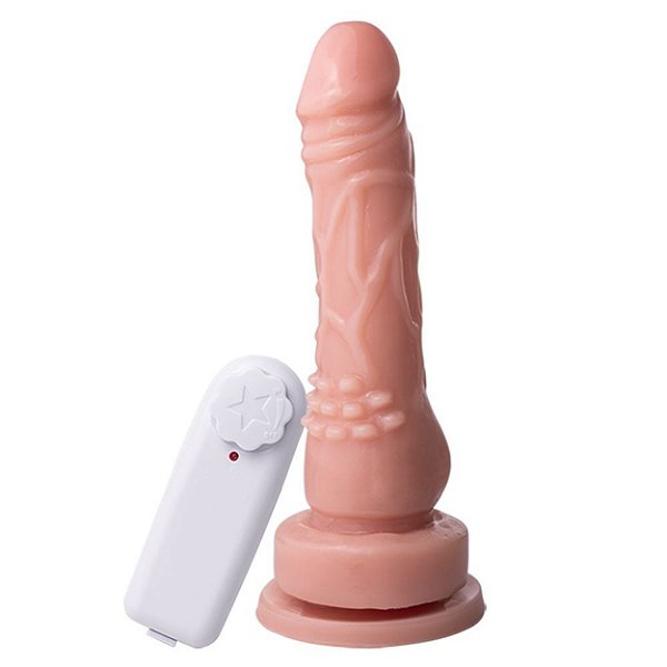Pênis Com Vibro Ventestimulador 18 X 4,6 Cm Soulsex - Bege