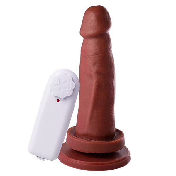 Pênis Com Vibrador E Ventosa 14 X 3,6 Cm Soulsex - Chocolate