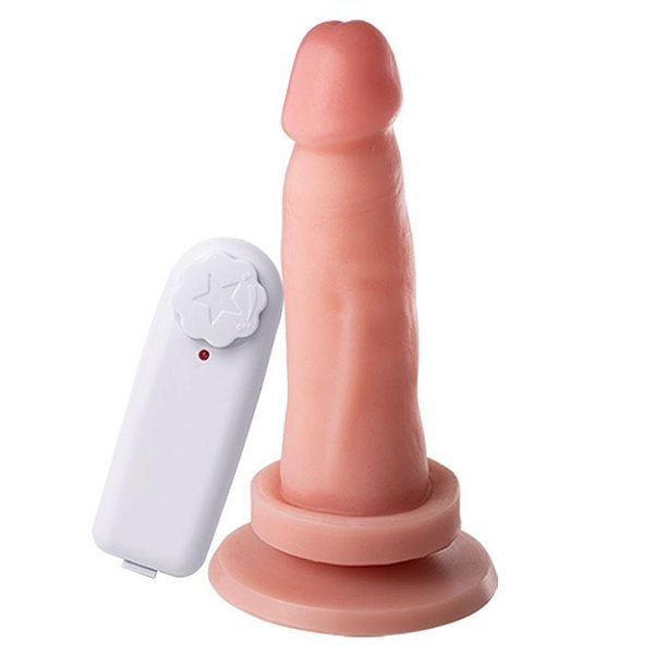 Pênis Com Vibrador E Ventosa 14 X 3,6 Cm Soulsex - Bege