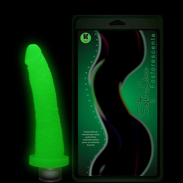 Pênis De Borracha Fosforescente Com Vibrador 18cmx3,5cm Kgel
