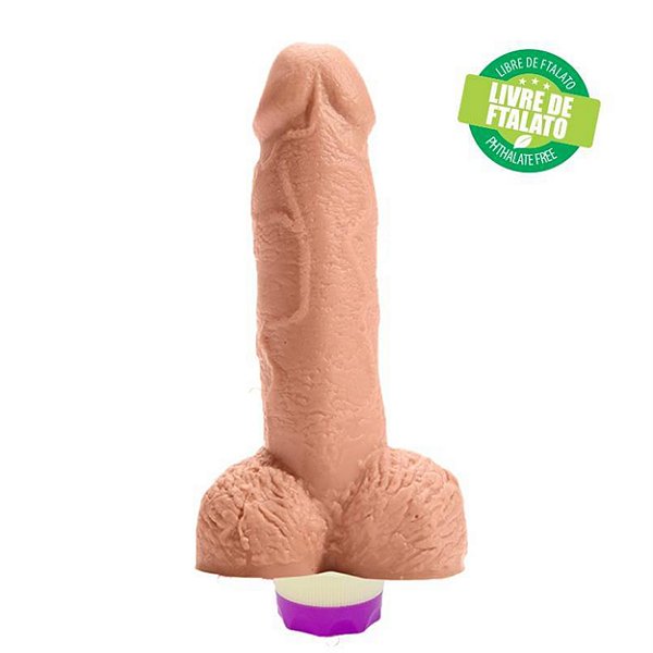 Penis De Borracha Com Vibro Interno E Escroto 13x3,7cm Hot Flowers