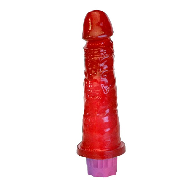 Pênis De Borracha Com Vibrador Recarregável E Aroma 17,5x3,8cm Linha K-softline Kgel - Morango