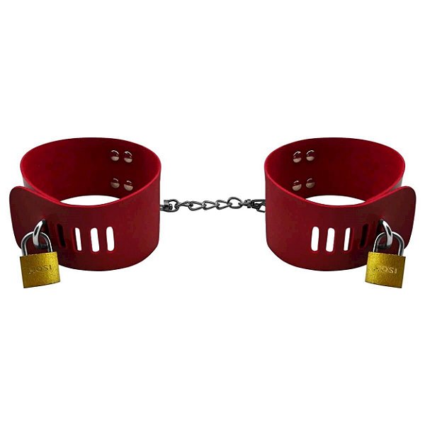 Tornozeleiras Carrara Com Cadeado Dominatrixxx - Vermelho