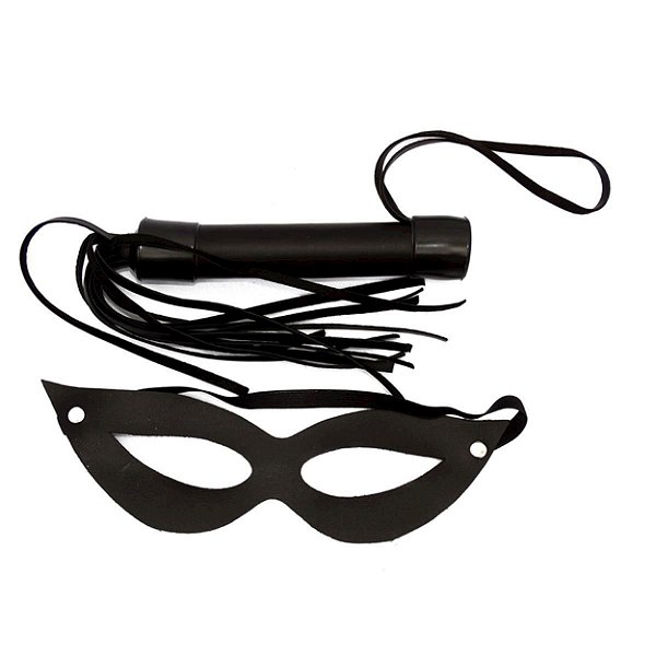 Kit Tiazinha Com Chicote 20cm Liso Dominatrixxx - Preto