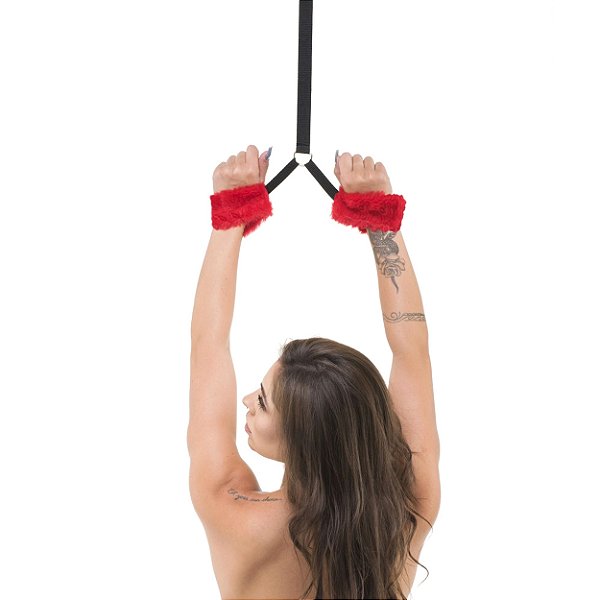 Kit Amarras De Porta Com Algema Pelúcia Sexy Fantasy