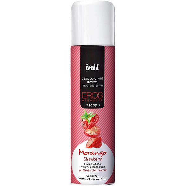 Desodorante íntimo Jato Seco Eros Frescor E Bem-estar 166ml/90gr Intt - Morango