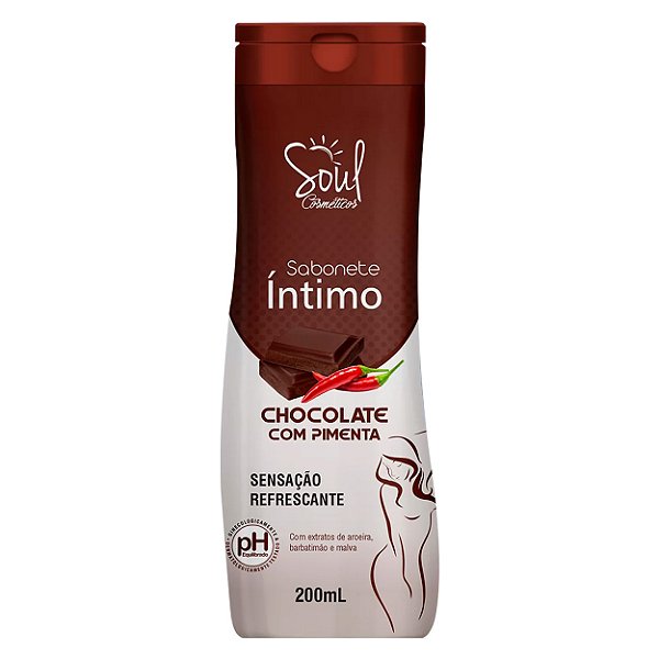 Sabonete íntimo Sensação Refrescante 200ml Soul Cosméticos - Chocolate Com Pimenta