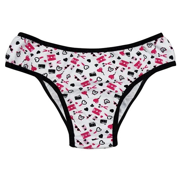 Calcinha Cotton Estampada Com Cós Largo Plus Size Rexton - Estampada - 50