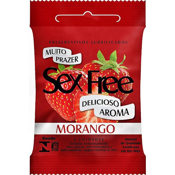 Preservativo Aroma de Morango com 3 Unidades - Sex Free
