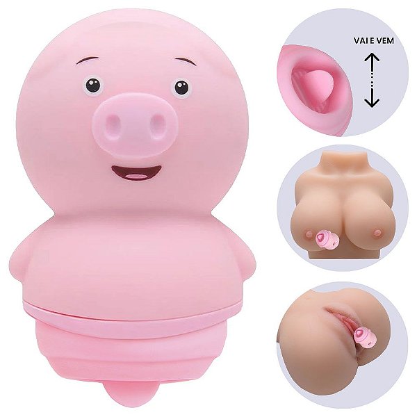 Vibrador Recarregável Formato De Porquinho Com Simulador De L­­íngua E Vibração