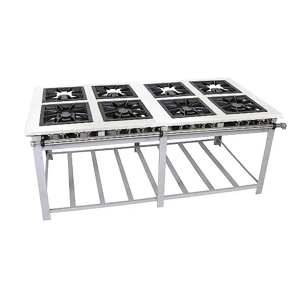 Fogão Industrial Inox 8 Queimadores Duplos MI8 Venâncio