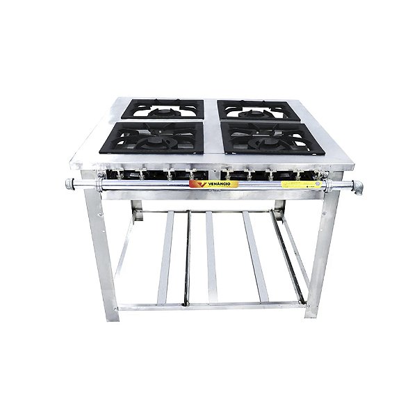 Fogão Industrial Inox 4 Queimadores Duplos GLP MI4 Venâncio