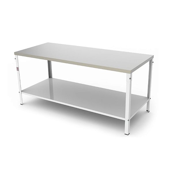 Mesa Tampo Inox 180 cm Compartimento Inferior M-180 G2 Braesi