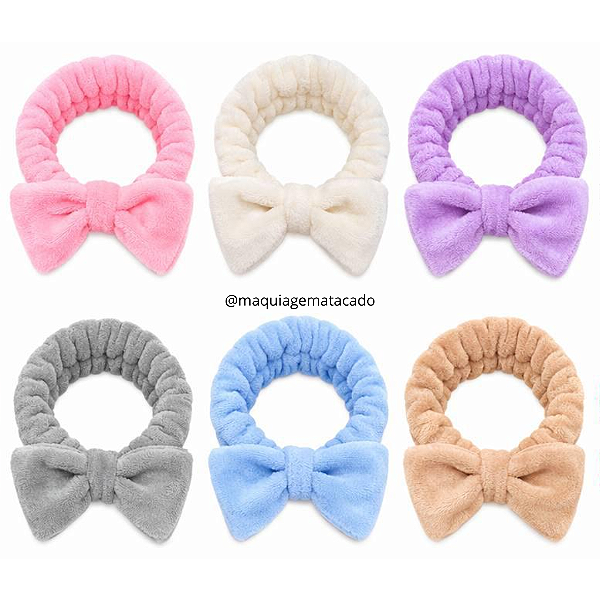 Kit 06 Unidades Faixa Atoalhada Para Cabelo Para Maquiagem e Skincare Cor e Estampa Aleatória