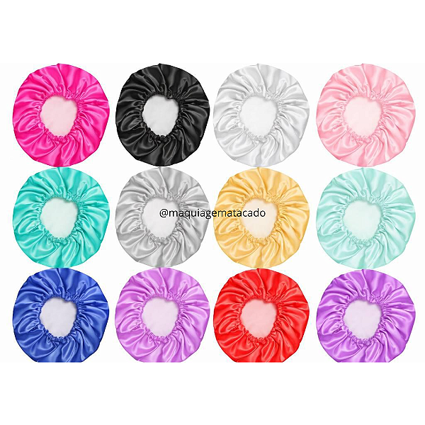 Touca de Cetim Antifrizz Para Cabelo Atacado Box 12 Unidades Cores Aleatórias