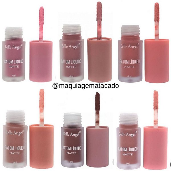 Kit 06 Unidades Batom Líquido Matte Belle Angel B079 Grupo 01