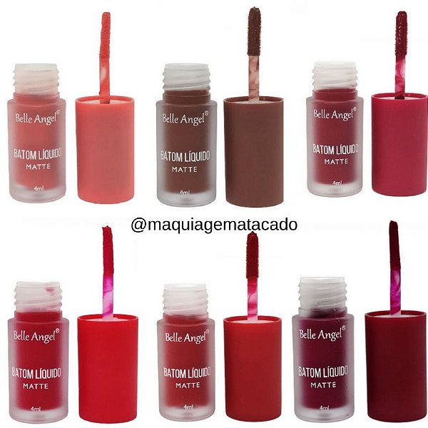 Kit 06 Unidades Batom Líquido Matte Belle Angel B079 Grupo 02