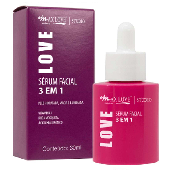 Sérum Facial 3 em 1 Max Love Vitamina C, Rosa Mosqueta e Ácido Hialurônico ML314
