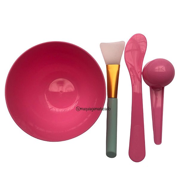 Kit Acessórios para Skincare - Bowl/Tigela, Espátula, Pincel de Silicone e Medidor Cor Aleatória