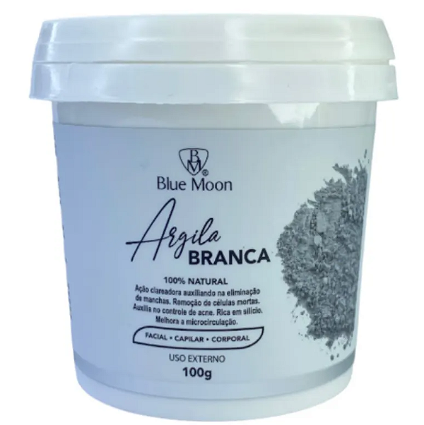 Argila Branca Facial, Capilar e Corporal 100% Natural Blue Moon