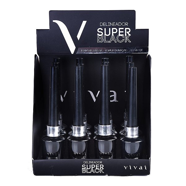 Delineador Líquido Super Black a Prova D'Água Vivai 2182 Atacado Box 12 Unidades