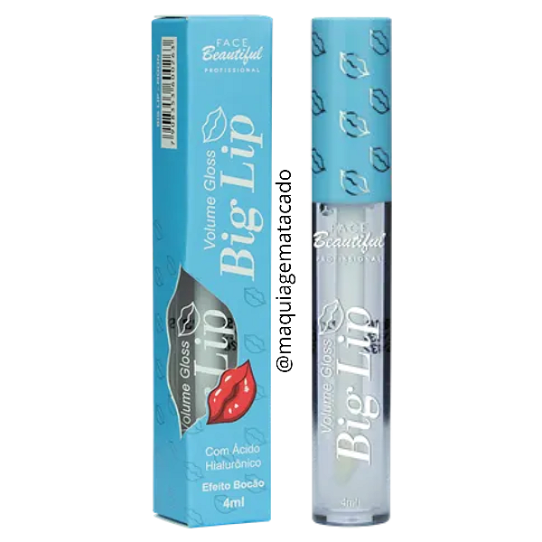 Gloss Labial Big Lip Volume Efeito Bocão Face Beautiful FB338 Moon Transparente